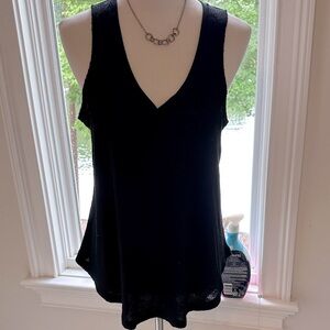 Z Supply Black Ribbed Racerback Loose V-neck Fit Tank, Medium, Rounded hem, VGUC